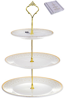 Этажерка-конфетница 3-х ярусная 15/19,5/23см BALSFORD Грация Париби подарочная упаковка фарфор 000000000001190076