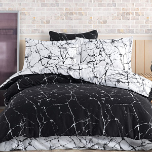 Комплект постельного белья 1,5-спальный LUCKY Лука 1 наволочка 50х70см черный/белый ранфорс 80% хлопок 20% полиэстер 000000000001213471