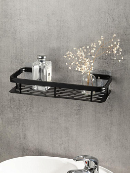 Полка навесная 30x13x5см DE'NASTIA прямоугольная черный алюминий 000000000001227435