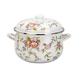 Набор кастрюль 5шт 18см-2,5л/20см-3,5л/22см-4,5л/24см-5,5л/26см-6,5л Розы эмаль 000000000001223936