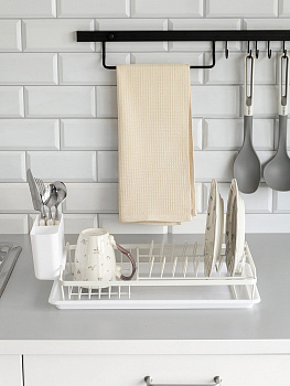 Сушилка кухонная 45x23,5x15см DE'NASTIA с поддоном белый железо/полипропилен 000000000001227722