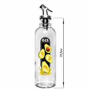 Бутылка для масла 330мл LARANGE Oil collection с авокадо цилиндрическая с пластиковым дозатором стекло 000000000001212504