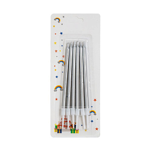 Набор свечей для торта 6шт серебро 000000000001222113