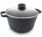 Казан 3л НЕВА МЕТАЛЛ ПОСУДА Каменная стеклянная крышка черный гранит алюминий