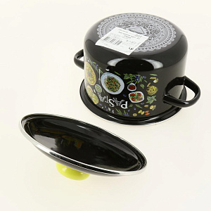 Кастрюля 2л СТАЛЬЭМАЛЬ Pasta глубокая цилиндрическая форма черный эмалированная сталь 000000000001206225