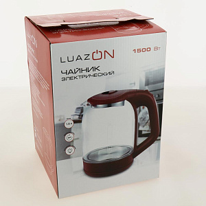 Чайник электрический 1,8л LUAZON HOME LSK-1809 1500Вт подсветка красный стекло 3894962 000000000001205722