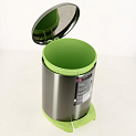 Урна для мусора 6л матовый хром корпус салатовая система SOFT CLOSE плавное опускание крышки PRIMANOVA M-E41-30-05 000000000001201712