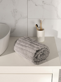 Полотенце махровое 50x90см DE'NASTIA Узкая Волна 500гр серый хлопок 000000000001220911