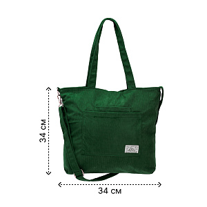 Сумка женская 34x34х7см изумрудный вельвет/полиэстер 000000000001221753