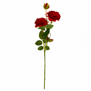 Цветок искусственный Чайная роза 3 бутона 61см красная 000000000001218339