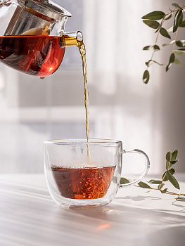 Чайник заварочный 1л LUCKY с металлическим ситичком стекло 000000000001212879