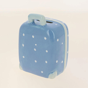 Декоративная копилка Синяя в горошек из керамики / 10х9х6см арт.76545 000000000001195735