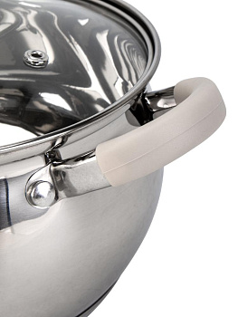 Набор посуды для приготовления 6 предметов SERVITTA Verde (ковш 1,8 л/кастрюля 2,3 л/кастрюля 3,3л) нержавеющая сталь 000000000001229037