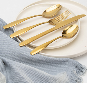 Набор столовых приборов 24 предмета JAGDAMBA Gorden Satin золотой нержавеющая сталь 000000000001217681