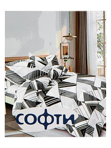 Комплект постельного белья 2,0сп 50х70см-2шт СОФТИ Геометрия штрихи полиэстер/хлопок 000000000001227692