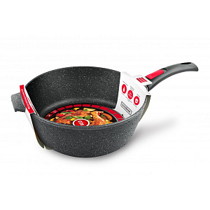 Сотейник 26см НЕВА МЕТАЛЛ ПОСУДА Каменная Чёрный гранит высокий съемная ручка алюминий 000000000001218668