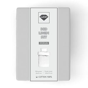 Комплект постельного белья 1,5сп LUCKY (пододеяльник, наволочка 50х70см-1шт) светло-серый поплин хлопок 100% 000000000001213701