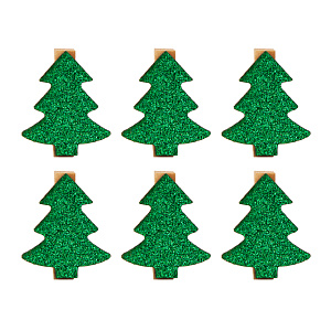 Декоративное украшение Прищепки Елки зеленые 3,5х0,7см MANDARIN береза 000000000001209319