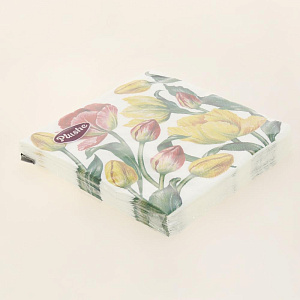 Салфетки бумажные 3слоя 18листов PLUSHE Тюльпаны 000000000001206621