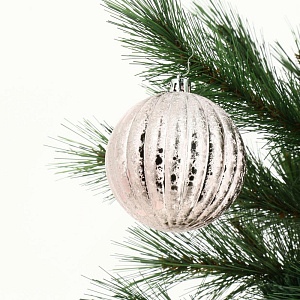 Набор новогодних шаров 6шт 8см (блестки-2шт,матовый-2шт,рельеф-2шт) розовый пластик 000000000001209030