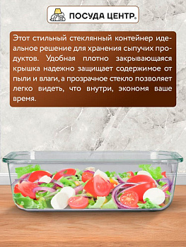 Контейнер 630мл 17,6х13,2х6,4см прямоугольный синяя крышка боросиликатное стекло 000000000001220356