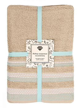 Набор махровых полотенец 2 шт 70x140см LUCKY бежевый/молочный хлопок 100% 000000000001216092