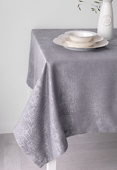 Скатерть 140x200см DE'NASTIA эффект потертости серый жаккард полиэстер 000000000001211732