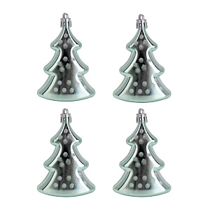 Декоративное украшение Набор 4шт 8см Елка серия Мятная пластик 000000000001224128