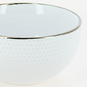 Салатник 13,6см/600мл LUCKY Точки металлическая кайма белый керамика 000000000001211234