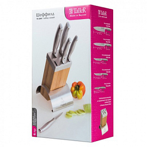 Набор ножей с подставкой 6 предметов TALLER Шеффилд нержавеющая сталь 000000000001009095