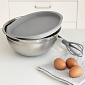 Миска для приготовления 4л 26см DE'NASTIA с крышкой серый нержавеющая сталь/силикон