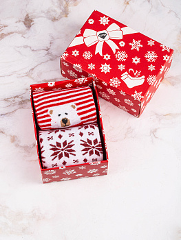 Носки женские подарочные 2 пары р.36-39 LUCKY дизайн2 коричневый/красный/синий 000000000001209518