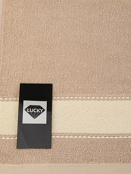 Полотенце махровое 30х60см LUCKY Атласный бордюр бежевый хлопок 100% 000000000001226777