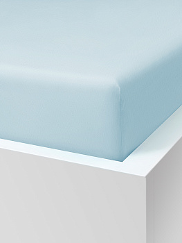 Проcтыня натяжная DE'NASTIA БЯЗЬ 180x200+25см 100%Хлопок голубой C010742 000000000001192968