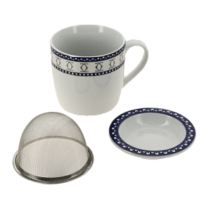 Кружка заварочная 350мл OLAFF синий ободок металлическое сито подарочная упаковка 000000000001185057