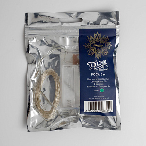 Гирлянда-Нить 5м 50LED LUAZON LIGHTING IP20 2 режима 3хAA РОСА серебристая нить свечение зелёное 000000000001208001