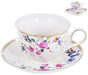 Чайная пара чашка фарфор 300мл/блюдце Ульяна подарочная упаковка Маркиза Balsford 122-29002 000000000001197850