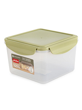 Контейнер с крышкой 1,6л PHIBO SMART LOCK квадратный зеленый пластик 000000000001229611