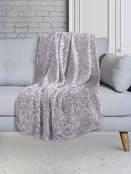Плед LUCKY Поздравляю розы2 двуцвет. 150х200см 100%пэ лиловый T040114 000000000001189183