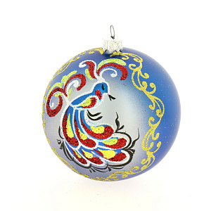 Декоративное украшение 10см Шар 5 БИРЮСИНКА Павлин стекло 000000000001129581