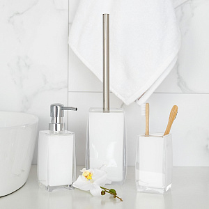 Стакан для зубных щёток DE'NASTIA четырёхгранный белый пластик 000000000001217316