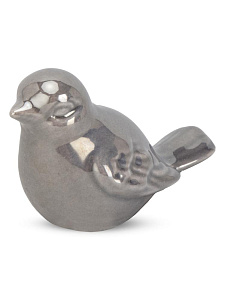 Фигура декоративная 8см Птичка серый керамика 000000000001224029