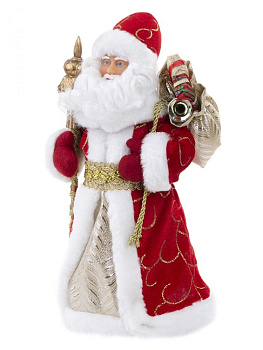 Новогодняя фигурка Дед Мороз в красном костюме из пластика и ткани / 20,5x12,5x41см арт.80149 000000000001191203
