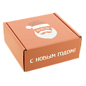 Коробка подарочная 13,5х13,5х6см РутаУпак Веселый Дед Мороз квадрат бурый/белый 000000000001208667