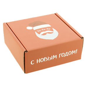 Коробка подарочная 13,5х13,5х6см РутаУпак Веселый Дед Мороз квадрат бурый/белый 000000000001208667