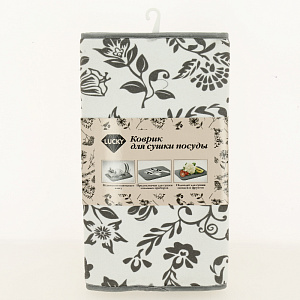 Коврик для сушки посуды 100% микрофибра цветы и завитки 30*40 см LUCKY T000209 000000000001193064