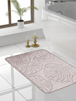 Коврик для ванной 50x70см DE'NASTIA ТРОПИКИ memory серый полиэстер 000000000001207519