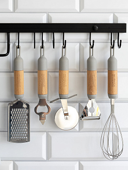 Терка 25,7x5,9см DE'NASTIA деревянная ручка из бука серый нержавеющая сталь 000000000001213988