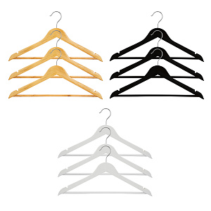 Набор вешалок 3шт 44,5см FORA белая/черная дерево 000000000001215489