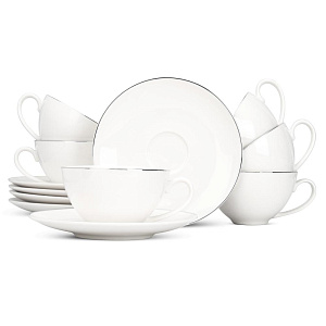 Набор чайный 12 предметов Классик с серебром фарфор 000000000001219691